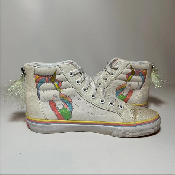 VANS Sk8-Hi Zip Rainbow Unicorn Glitter Sneakers Shoes Toddler Kids Size 3.5. - Picture 4 of 9